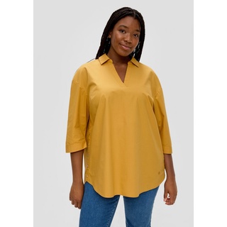 TRIANGLE Langarmbluse Bluse mit aufknöpfbarem Saum Logo gelb