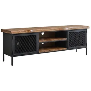 JVmoebel Lowboard TV Lowboard Holz Metall Industrial Design Massivholz Rustikal Schwarz, Made in Europa braun|schwarz