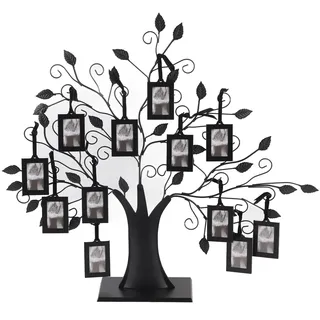 HEEPDD Family Tree Photo Frame Metall Displaybaum mit 6/12 Aufhängen Bildrahmen für Wohnkultur Tabletop für Eltern Freunde (L Kommt mit 12 Fotorahmen von 6,4 x 4,6 cm)