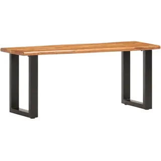 vidaXL Akazienholz Massiv Sitzbank mit Naturkanten Baumstamm Baumkante Flurbank Esszimmerbank Holzbank Küchenbank Massivholzbank Bank 110cm Stahl