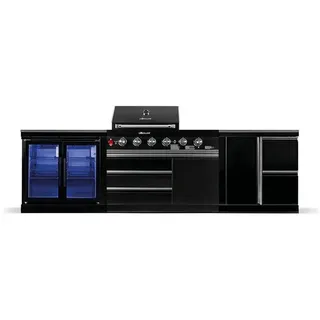Goriller Outdoorküche, Schwarz Hochglanz, Metall, 300x90x58 cm, CE, Grills & Outdoor-Küchen, Gasgrills