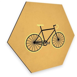 K&L Wall Art Gemälde »Hexagon Alu-Dibond Poster Retro Fahrrad Rennrad Fixie Bike Vintage Deko by Kubistika«, Nostalgie Wanddeko gelb 25 cm x 22 cm
