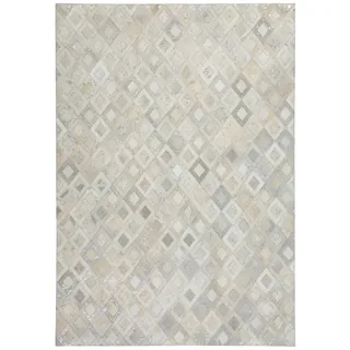 Kayoom Dazzle Lederteppich 120 x 170 cm Grau/ Silber