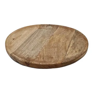 Spetebo Mango Holz Tablett massiv - 38 cm - Deko Obst Servier Kerzen Geschenk Teller rund