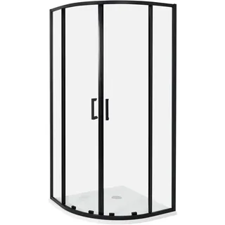 Beliani JUKATAN Duschkabine mit Schiebetür 90 x 185 cm Schwarz/Transparent Sicherheitsglas