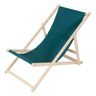 Mucola Gartenstuhl Strandliege Holz Liegestuhl Gartenliege Sonnenliege Strandstuhl Faltliege Freizeitliege Terassenliege Balkonliege Campingliege (Stück, 1 Stück), Inkl. Sicherung gegen ungewolltes Zusammenklappen grün