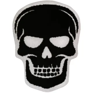 WITTIZA Totenkopf-Badematte – Totenkopf-Teppich Gothic-Dekor – Totenkopf-Halloween-Badezimmermatten – schwarze Gothic-Heimdekoration für Schlafzimmer, Küche, Badematte, gruseliges Geschenk
