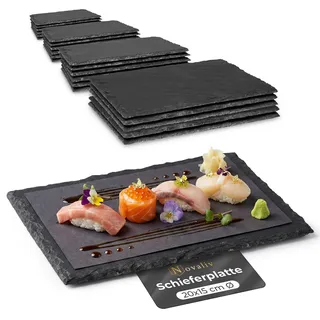 Novaliv 24x Schieferplatten I rechteckig I 20x15x0,5 cm I Schiefer länglich Servierplatte länglich Sushi Teller Sushi Brett Dekoteller