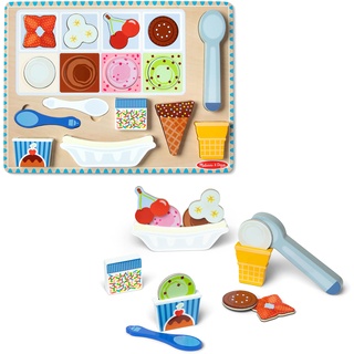 Melissa & Doug Magnetisches Puzzle-Spielset aus Holz mit Eiscreme, 16 Magnetteile mit Eisportionierer, Spielnahrungsmittel-Spielzeug aus Holz für Jungen und für Mädchen ab 2 Jahren
