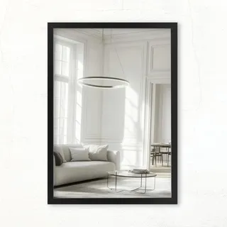 CLAMARO Vision Wandspiegel mit MDF-Rahmen, Schwarz Matt, 80 x 160 cm | Handgefertigt in Deutschland, über 300 Größen wählbar, Hoch- und Querformat montierbar, Metall-Wandhalterung inklusive