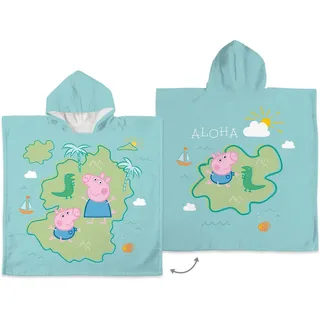 Peppa Pig Kinder Badeponcho 60x120cm - türkis|blau