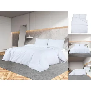 vidaXL Bettwäsche-Set unifarben Baumwolle Weiß 200 x 200 cm