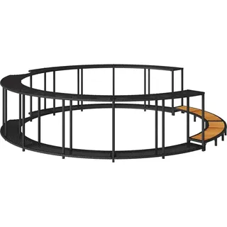 vidaXL Whirlpool-Umrandung mit Stauraum Holztreppe Schwarz Poly Rattan