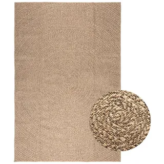 furnicato Teppich Outdoor-ZIZUR in Jute-Optik, 200 x 290 cm, PP-Material, 200 x 290 cm, UV-beständige Fußmatte mit rundem Design für Terrasse und Balkon braun 200 x 290 cm | 290 cm x 200 cm