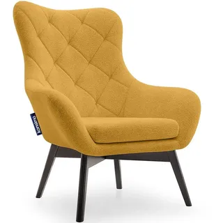 KONSIMO® Ohrensessel RAMOS, Sessel mit Steppung,robuste Holzbeine,Polyurethanschaum im Sitz gelb