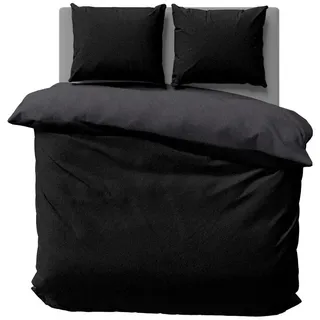 one-home One Home Fleece Unifarben Schwarz 200 x 220 cm + 80 x 80 cm