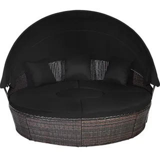 KOMFOTTEU Sonneninsel Polyrattan, mit faltbarem Dach,192 x 177 x 146 cm schwarz