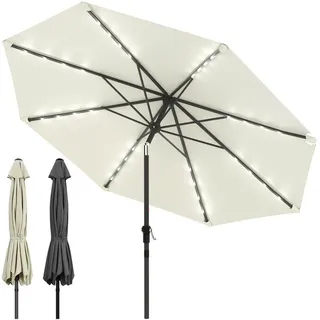 Huracan Sonnenschirm Strandschirm Neigbar, Sonnenschirme,Balkonschirm,Gartenschirm, Strandschirm mit/ohne LED, 300/350cm Durchmesser, neigbar/knickbar beige