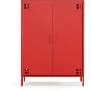 furni24 Metall Sideboard – Küchenschrank mit Türen und verstellbaren Ablagen – Leicht zu reinigen – Robuste und stilvolle Aufbewahrungslösung für Küche, Wohnzimmer und Esszimmer- mit 2 Türen, Rot