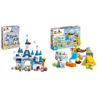 LEGO 10998 DUPLO Disney 3-in-1-Zauberschloss, BAU-Spielzeug mit Micky Maus & 10997 DUPLO Disney Mickey and Friends Camping-Abenteuer Set