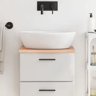 vidaXL Waschtischplatte, Multifunktional Arbeitsplatte mit Naturkante, Waschtischkonsole Tischplatte für Badezimmer, Holzplatte Platte, Hellbraun 40x30x2 cm Massivholz Behandelt