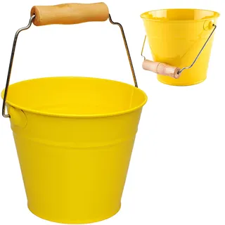alles-meine.de GmbH 4 Stück kleine - Metalleimer - gelb - 13 cm hoch - 1,2 Liter - mit 3D Effekt Rillen Prägung - Metall - Blech Eimer - Partyeimer/Sandeimer/Kindereimer Ga..