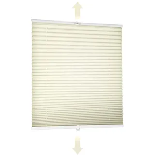 Sekey Plissee ohne Bohren, Fenster Plissee Klemmfix Jalousie 85 cm breit, Verspannt Lichtdurchlässig Sonnenschutz Fensterollo, 85 x 150 cm, Beige