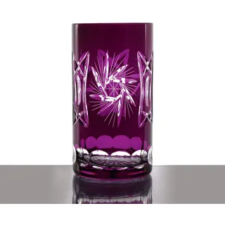 Longdrinkglas Schleuderstern 340ml Trinkbecher Bleikristall geschliffen violett
