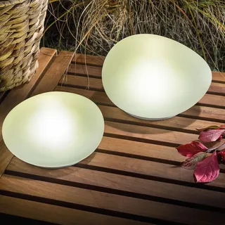 esotec Solarleuchte Glas 2er Set wetterfest 4100K inkl. LED weiß