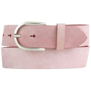 BELTINGER Ledergürtel Damen-Gürtel aus weichem Vollrindleder Vintage-Look 4 cm - Jeans-Gürte rosa|silberfarben 90 cm (Gesamtlänge 105 cm)