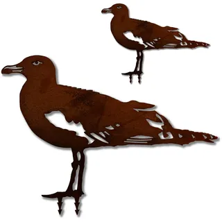 ARTTEC Möwe Vogel (Edelrost-Deko) (2er Set) - hochwertige Gartendeko aus Metall - Rost Deko für Garten, Balkon & Terasse - Metall Deko zum Aufstellen - Made in Germany