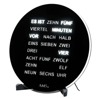 AMS Tischuhr Quarzuhr, Wohnzimmer, Esszimmer schwarz