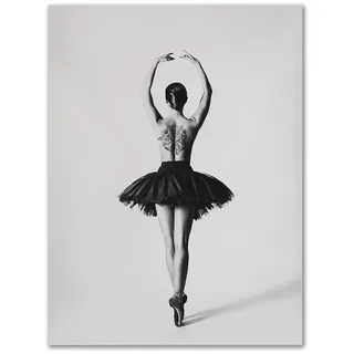 Schwarz -Weiß -Ballett -Tänzer Leinwand Malerei Elegante Ballerina Pose Foto Print Poster Wandkunst Bild for Tanzraumdekoration (Color : A, Size : 40x50cm No Frame)