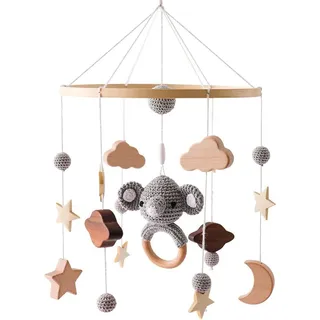 Mobile Baby Babybett Mobile Baby Holz Bettglocke Windspiel Sterne Elefant Handgemacht Mobiles Kinderzimmer Decor Geschenk für Baby Mädchen oder Jungen (Elefant)