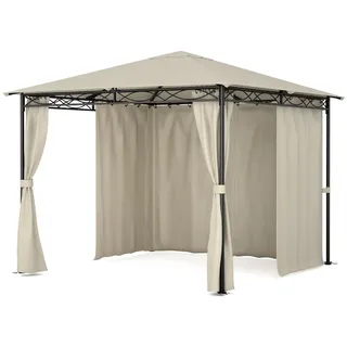 Blumfeldt Mondo Pavillon 3x3 | Stahlrahmen | Wetterfest | 4 Seitenwände Beige