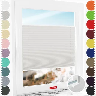 Schuette® Plissee mit Bohren zum Anschrauben ● Premium Kollektion: A Way Home (Silber) ● 70x120cm (Breite x Höhe) ● Suprafix Faltrollo Befestigung ● Bequeme Rollo Montage inkl. Video