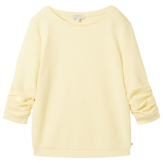 TOM TAILOR DENIM Damen Strukturiertes Sweatshirt, gelb, Uni, Gr. XL