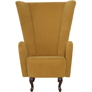 Ohrensessel MAX WINZER "Anastasia" Sessel Gr. Samtvelours, B/H/T: 90 cm x 123 cm x 92 cm, gelb (mais) Ohrensessel mit geschwungenen Holzfüßen, Hochlehner