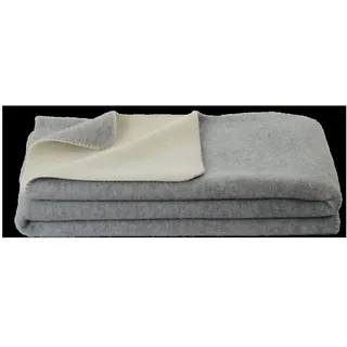 Steinbeck Doubleface-Decke Ökolana aus 100 % naturbelassener Schurwolle, in 4 Größen und 3 Farben, Grau/Weiß Größe 75x100 cm