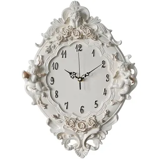 F Fityle Retro Wanduhr Vintage, Kreative Wanduhr im europäischen Stil, Retro Wanduhren Geräuschlos, Klassisch Dekor Wanduhr Ohne Tickgeräusche für Küche, Wohnzimmer, Schlafzimmer, Büro, Beige