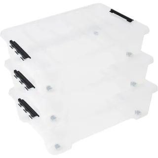 3x Unterbettbox Rollbox Aufbewahrungsbox mit Deckel 25L Spielzeugkiste Rollen