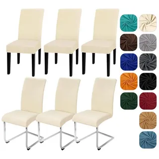LuxusKollektion Stuhlhusse Stuhlhussen 6er Stretch Schwingstuhl Stuhlbezug Beige 6er Set