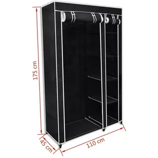 vidaXL Faltbarer Stoffschrank 110 x 175 x 45 cm Schwarz