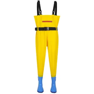 Kraftpaid Angelhose,Wathose,Fischerhose Mit Rutschfesten,Anglerhose Mit Stiefeln Wathose Teichhose,Wathose Anglerhose Mit Stiefel,Wasserdicht,VerschleißFest,Comfort,FüR Angeln Und Wasserspor