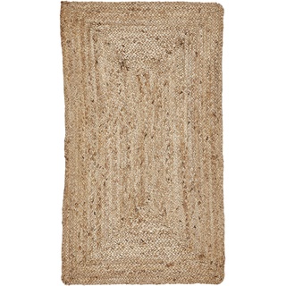 -LUXOR- living Teppich Salo - Jute Teppich - auch geeignet als Teppich Schlafzimmer - nachhaltiger Boho Teppich beige - Teppich Läufer - Naturprodukt 65 x 130 cm