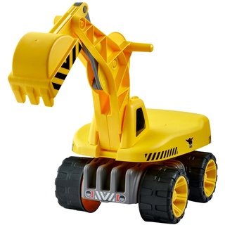 BIG - Power-Worker Maxi-Digger - Kinderfahrzeug, geeignet als Sandspielzeug und für das Kinderzimmer, Baggerfahrzeug zum Sitzen bis 50 kg, für Kinder ab 3 Jahren, Gelb