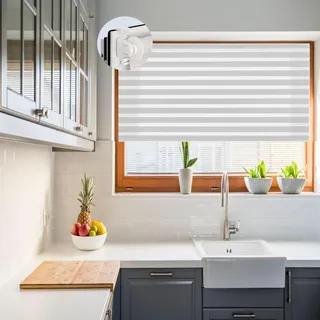 Doppelrollo Klemmfix ohne Bohren 55 x 70 cm Hitzeschutz, Sichtschutz Rollo Verdunkelung mit Klemmträger für Tür & Fenster, Weiß