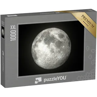 Puzzle 1000 Teile XXL „Leuchtender Mond vor schwarzem Hintergrund“ – aus der Puzzle-Kollektion Mond, Astronomie, Schwarz-Weiß