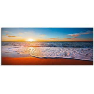 Artland Glasbild Sonnenuntergang und das Meer, Strand (1 St) blau 125 cm x 50 cm