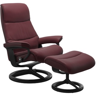 STRESSLESS Sessel mit Hocker View Signature Leder Rot Batick Bordeaux L (Large)